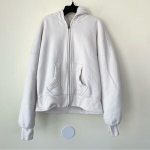 Abercrombie Kids Faux Fur Lined Full Zip Hoodie in Ivory White 13 / 14
